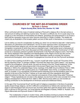 CHURCHES of the NOT-SO-STANDING ORDER by Peter J