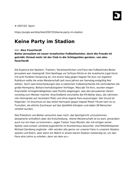 Keine Party Im Stadion