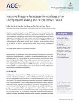 Negative Pressure Pulmonary Hemorrhage After Laryngospasm During the Postoperative Period