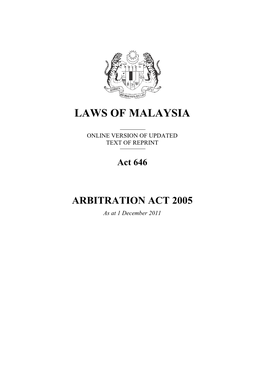 Malaysia Arbitration Act 2005 (Revised 2011).Pdf