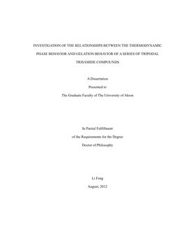 Investigation of the Relationships Between the Thermodynamic