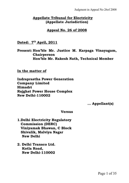 Judgment in Appeal No 26Of 2008
