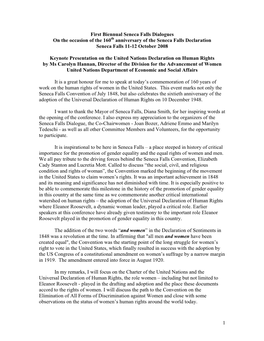 Anniversary of the Seneca Falls Declaration Seneca Falls 11-12 October 2008