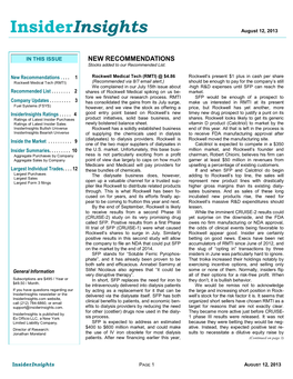 Insiderinsights Bullish Universe Rockwell Has a Solidly Established Business End of This Year