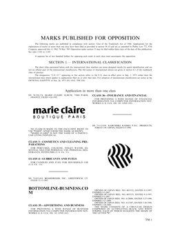 Marks Published for Opposition