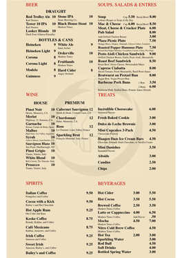 Bar and Food Menu.Pub