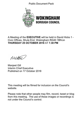 (Public Pack)Agenda Document for Executive, 25/10/2018 19:30