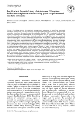 Echinoidea, Echinodermata) Plate Architecture: Using Graph Analysis to Reveal Structural Constraints