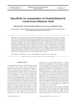 Specificity in Communities of Symbiodinium in Corals from Johnston Atoll