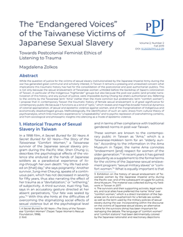 Of the Taiwanese Victims of Japanese Sexual Slavery