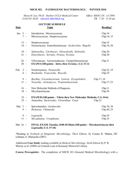 MICR 302: Pathogenic Bacteriology