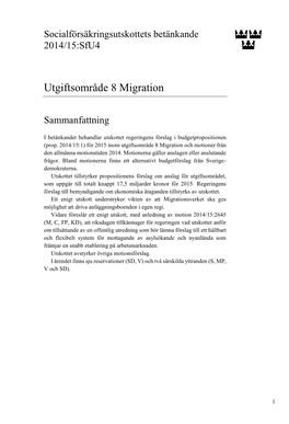 Utgiftsområde 8 Migration