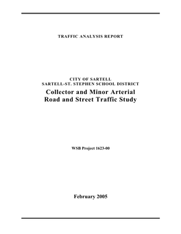 Collector and Minor Arterial Road and Street Traffic Study