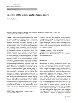 Disorders of the Genome Architecture: a Review