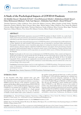 A Study of the Psychological Impacts of COVID-19 Pandemic