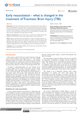 What Is Changed in the Treatment of Traumatic Brain Injury (TBI)