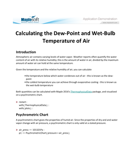 Calculating the Dew-Point and Wet-Bulb Temperature of Air