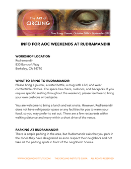 Info for Aoc Weekends at Rudramandir