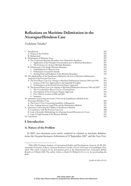 Reflections on Maritime Delimitation in the Nicaragua/Honduras Case