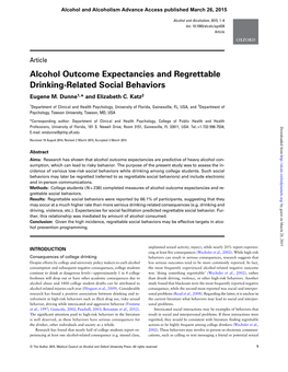 Alcohol Outcome Expectancies and Regrettable Drinking-Related Social Behaviors Eugene M
