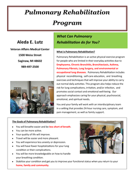 Pulmonary Rehabilitation Program Is Offered in the Community Living Center