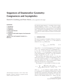 Sequences of Enumerative Geometry: Congruences and Asymptotics