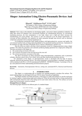 Shaper Automation Using Electro-Pneumatic Devices and Plcs