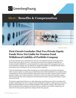 First Circuit Concludes That Two Private Equity Funds Were Not Liable for Pension Fund Withdrawal Liability of Portfolio Company