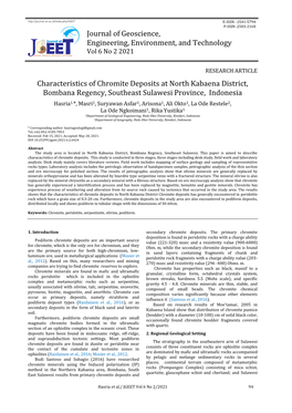 Journal of Geoscience, Engineering, Environment, and Technology Vol 6 No 2 2021