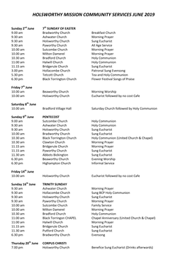 Holsworthy Mission Community Services June 2019