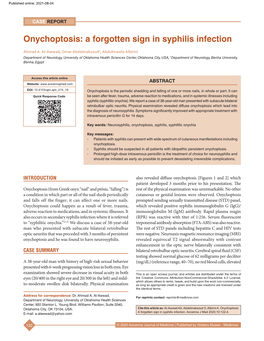 Onychoptosis: a Forgotten Sign in Syphilis Infection