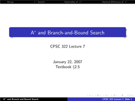 A* and Branch-And-Bound Search