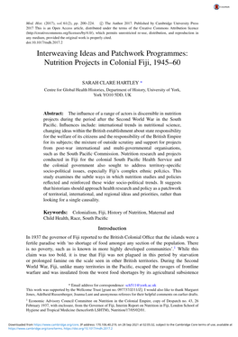 Nutrition Projects in Colonial Fiji, 1945–60