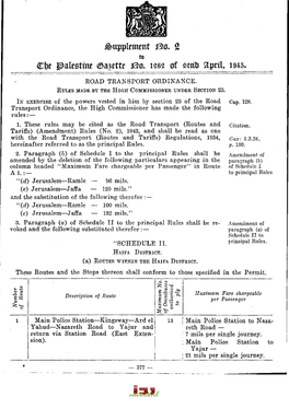 Amplement 5ßo. 2 to Cï)E Palestme ®Alette Bo, Nu of Asmîr &Pttl, 1945