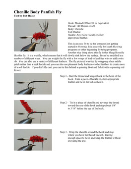 Chenille Body Panfish Fly Tied by Bob Haase