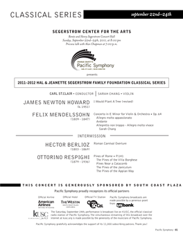 Pacific Symphony Proudly Recognizes Its Official Partners