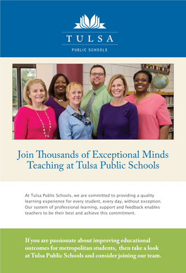 Join Thousands of Exceptional Minds Teaching at Tulsa Public Schools