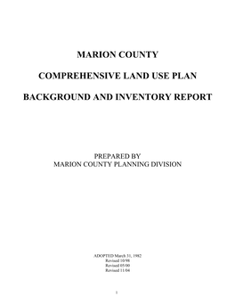 Marion County Comprehensive Land Use Plan Background and Inventory