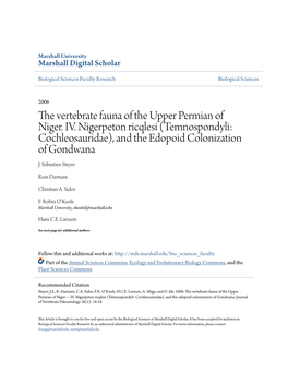 Temnospondyli: Cochleosauridae), and the Edopoid Colonization of Gondwana J