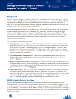 Serology and Other Adaptive Immune Response Testing for COVID-19