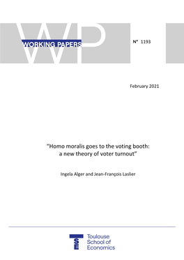 “Homo Moralis Goes to the Voting Booth: a New Theory of Voter Turnout”