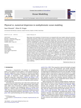 Physical Vs. Numerical Dispersion in Nonhydrostatic Ocean Modeling ⇑ Sean Vitousek , Oliver B