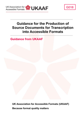 Guidance for the Production of Source Documents for Transcription Into Accessible Formats