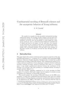 Combinatorial Encoding of Bernoulli Schemes and the Asymptotic