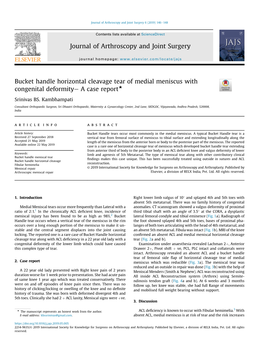 Bucket Handle Horizontal Cleavage Tear of Medial Meniscus with Congenital Deformitye a Case Report+