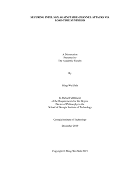 Securing Intel Sgx Against Side-Channel Attacks Via Load-Time Synthesis