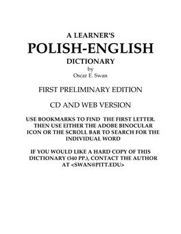 POLISH-ENGLISH DICTIONARY by Oscar E