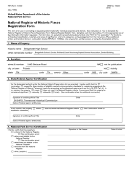 NPS Form 10-900 OMB No