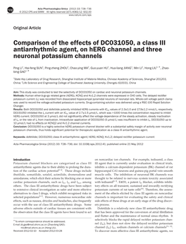 Comparison of the Effects of DC031050, a Class III Antiarrhythmic Agent, on Herg Channel and Three Neuronal Potassium Channels