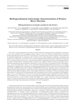 Hydrogeochemical and Isotopic Characterization of Pesnica River, Slovenia